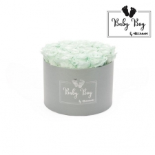 BABY BOY - LIGHT GREY BOX WITH 15 MINT ROSES