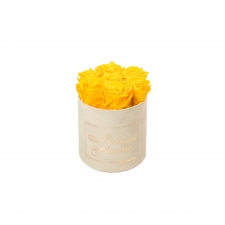 -20% ЛЮБИМОЙ МАМОЧКЕ - SMALL NUDE VELVET BOX WITH YELLOW ROSES