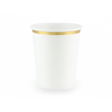 CUPS WHITE WITH GOLDEN STRIPE 260ml