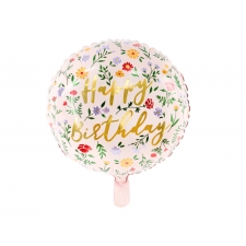 HAPPY BIRTHDAY! FLOWERY FOIL BALLOON - 45 CM