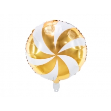 CANDY GOLDEN/ WHITE FOIL BALLOON - 35 CM