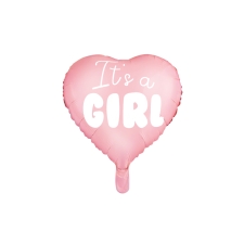 "IT'S A GIRL"  PASTEL PINK HEART FOIL BALLOON - 45 CM
