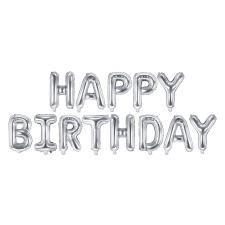 HAPPY BIRTHDAY SILVER FOIL BALLOON - 340x35 cm