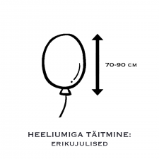 HEELIUMIGA TÄITMINE - FOOLIUMIST ÕHUPALL  (ERIKUJULISED) 70-90 cm