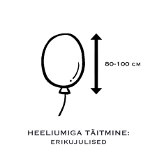 HEELIUMIGA TÄITMINE - FOOLIUMIST ÕHUPALL  (ERIKUJULISED) 80-100 cm