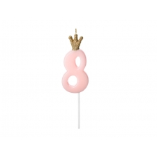 NR. 8 PINK BIRTHDAY CANDLE WITH CROWN