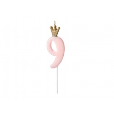 NR. 9 PINK BIRTHDAY CANDLE WITH CROWN