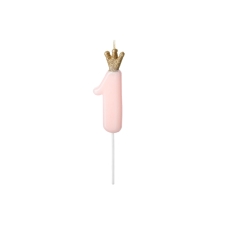 NR. 1 PINK BIRTHDAY CANDLE WITH CROWN