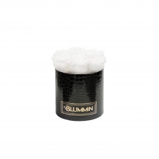 SMALL BLACK LEATHER BOX WITH WHITE ROSES