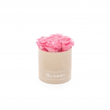 SMALL BLUMMiN - NUDE VELVET BOX WITH BABY PINK ROSES