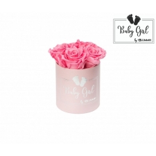 BABY GIRL - PINK BOX WITH 5 BABY PINK ROSES 