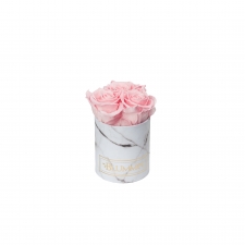 XS WHITE MARBLE BOX WITH BRIDAL PINK ROSES