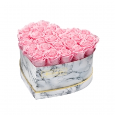 MARBLE FLOWERBOX WITH 25-27 BRIDAL PINK ROSES