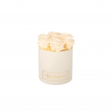SMALL CLASSIC CREAM BOX WITH CHAMPAGNE ROSES