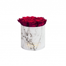  MEDIUM BLUMMIN WHITE MARBLE BOX WITH CHERRY ROSES