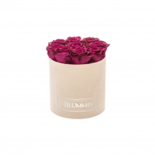 MEDIUM BLUMMiN - NUDE VELVET BOX WITH CHERRY LADY ROSES