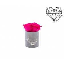 XS LOVE - LIGHT GREY VELVET BOX WITH HOT PINK ROSES