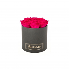 MEDIUM BLUMMIN DARK GREY BOX WITH HOT PINK ROSES