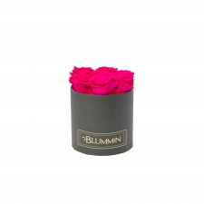 SMALL CLASSIC DARK GREY BOX WITH HOT PINK ROSES