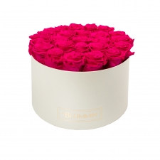 EXTRA LARGE BLUMMiN CREAMY BOX WITH HOT PINK ROSES