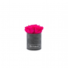 XS BLUMMiN - DARK GREY VELVET BOX WITH HOT PINK ROSES