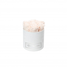SMALL BLUMMiN - WHITE VELVET BOX WITH ICE PINK ROSES