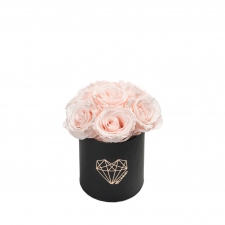 BOUQUET  WITH 7 ROSES - MIDI LOVE BLACK BOX WITH ICE PINK ROSES