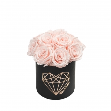 BOUQUET  WITH 11 ROSES - SMALL LOVE BLACK BOX WITH ICE PINK ROSES