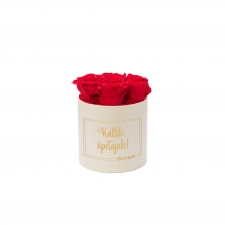 KALLILE ÕPETAJALE - SMALL BLUMMiN CREAM WHITE BOX WITH VIBRANT RED ROSES