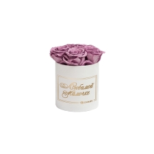 -20% ЛЮБИМОЙ МАМОЧКЕ - MIDI WHITE VELVET BOX WITH LILAC ROSES