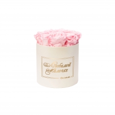 ЛЮБИМОЙ МАМОЧКЕ - MEDIUM CREAM WHITE BOX WITH BRIDAL PINK ROSES