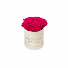 ЛЮБИМОЙ МАМОЧКЕ - MIDI CREAM WHITE BOX WITH HOT PINK ROSES