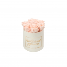 -20% ЛЮБИМОЙ МАМОЧКЕ - SMALL CREAM WHITE BOX WITH ICE PINK ROSES