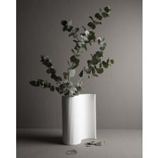 EDSHULT WHITE STRIPED CERAMIC HAND MADE VASE