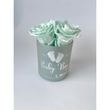 BABY BOY - BLUE BOX WITH 3 BABY BLUE ROSES 