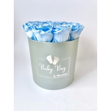BABY BOY - LIGHT GREY BOX WITH 9 MINT ROSES 