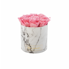 MEDIUM MARBLE COLLECTION - WHITE BOX WITH BABY PINK ROSES