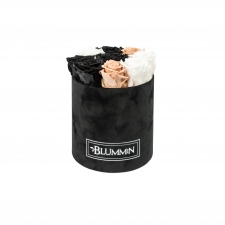 MEDIUM BLUMMiN - BLACK VELVET BOX WITH MIX ROSES