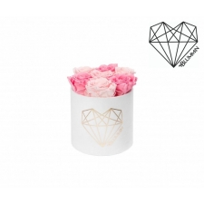  LOVE SMALL WHITE VELVET BOX WITH BABY PINK & BRIDAL PINK ROSES