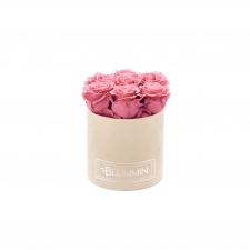 SMALL BLUMMiN - NUDE VELVET BOX WITH VINTAGE PINK ROSES