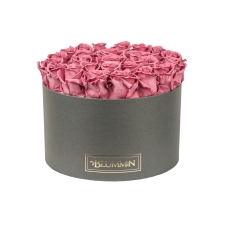 EXTRA LARGE BLUMMIN DARK GREY BOX WITH VINTAGE PINK ROSES