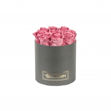  MEDIUM BLUMMIN DARK GREY BOX WITH VINTAGE PINK ROSES