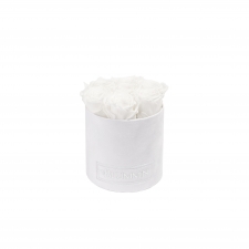 SMALL BLUMMiN WHITE VELVET BOX WITH WHITE ROSES