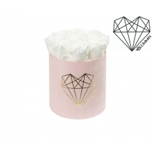 MEDIUM LOVE - LIGHT PINK VELVET BOX WITH WHITE ROSES