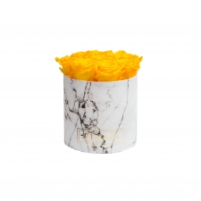 MEDIUM MARBLE COLLECTION - white BOX WITH VIBRANT RED ROSES
