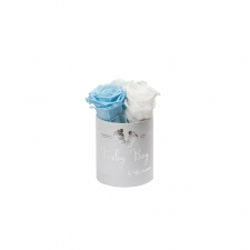 BABY BOY - WHITE BOX WITH 3 MIX (BABY BLUE, MINT, WHITE) ROSES