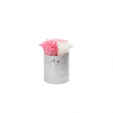 BABY GIRL - WHITE BOX WITH 3 MIX ROSES