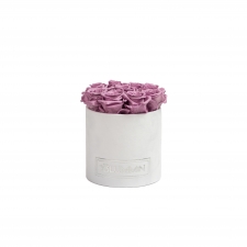 SMALL WHITE VELVET BOX WITH LILAC ROSES