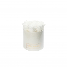 SMALL BLUMMiN - valge ussinahkse mustriga karp WHITE roosidega