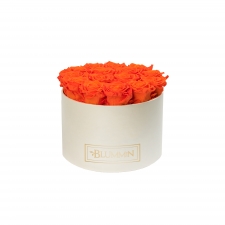 LARGE WHITE CREAMY WITH ORANGE ROSES